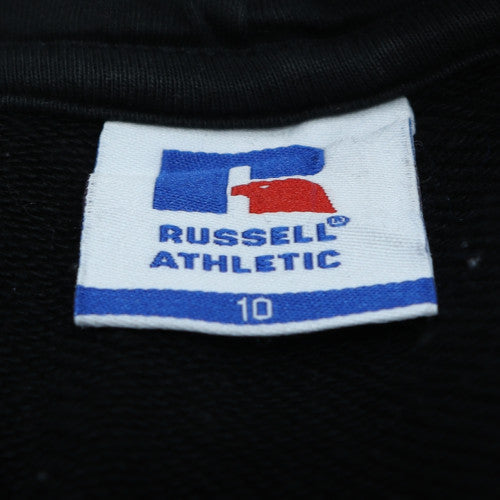 Russell Athletic Womens Black Hoodie Size 10 Pullover Cotton Blend