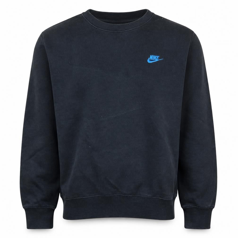 Front view of Nike Men's Black Crew Neck Cotton Sweatshirt, size S