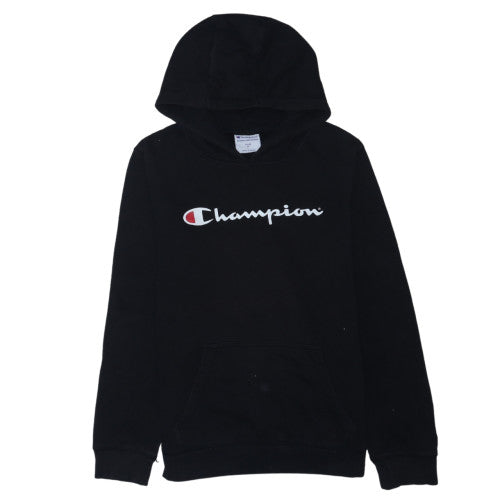 Champion Boys Black Pullover Hoodie Size 14 Youth Cotton Blend Authentic Logo