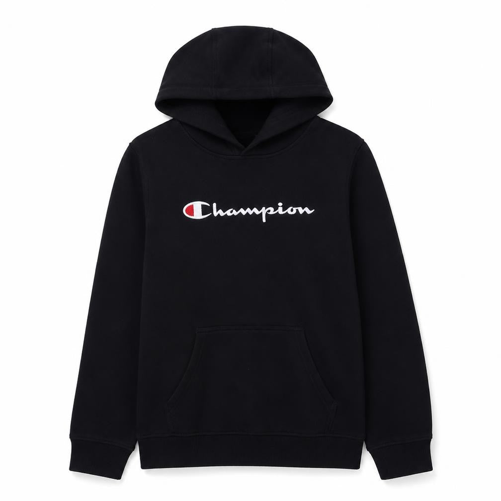 Champion Boys Black Pullover Hoodie Size 14 Youth Cotton Blend Authentic Logo