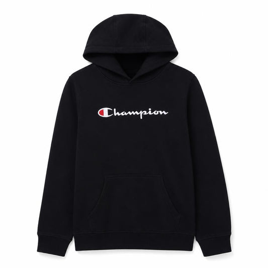 Champion Boys Black Pullover Hoodie Size 14 Youth Cotton Blend Authentic Logo