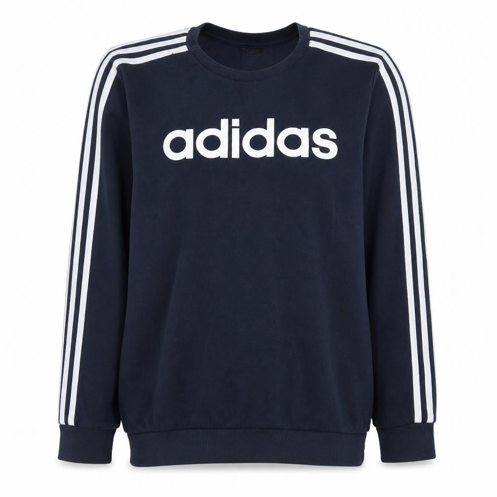 Front view of Adidas men’s blue xl pullover crew neck fleece sweatshirt