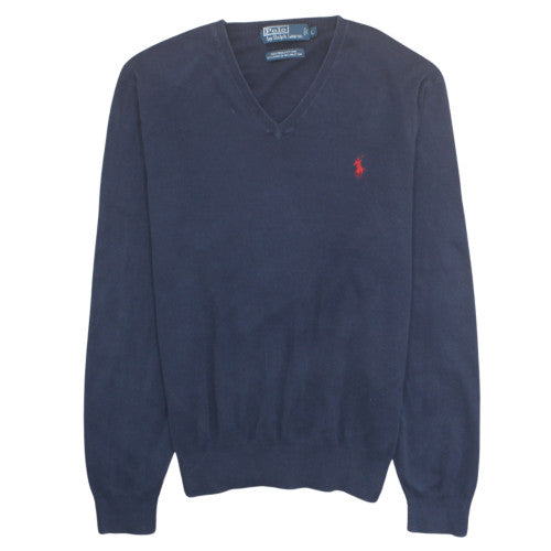 Ralph Lauren Men’s Blue V-Neck Cotton Pullover Jumper L