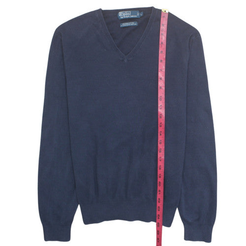 Ralph Lauren Men’s Blue V-Neck Cotton Pullover Jumper L