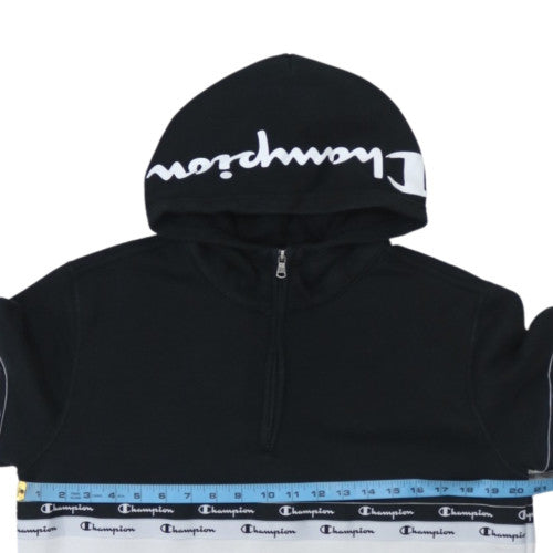 Champion Men's Black & White 1/2 Zip Hoodie Medium Logo Pullover Sweatshirt