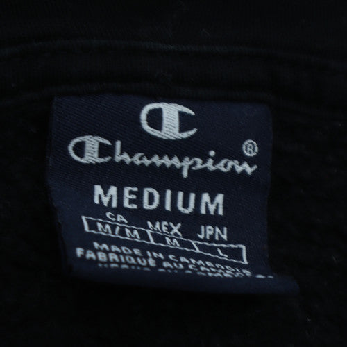 Champion Men's Black & White 1/2 Zip Hoodie Medium Logo Pullover Sweatshirt