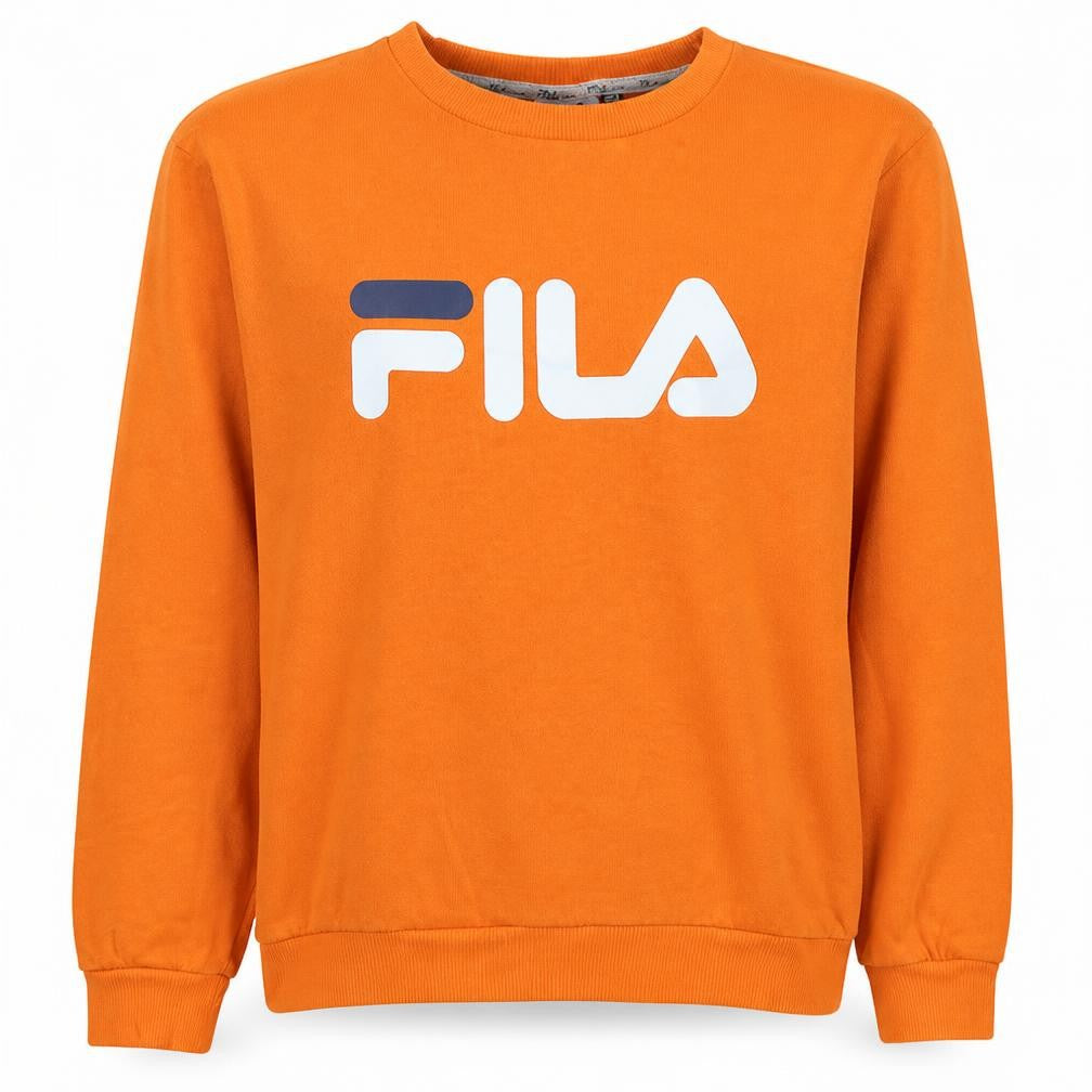Front view of Fila Classics Orange Crew Neck Sweatshirt women’s medium cotton blend