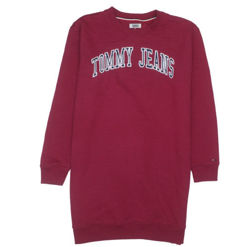 Tommy Jeans Womens Red Pullover Sweatshirt M Logo Cotton Blend