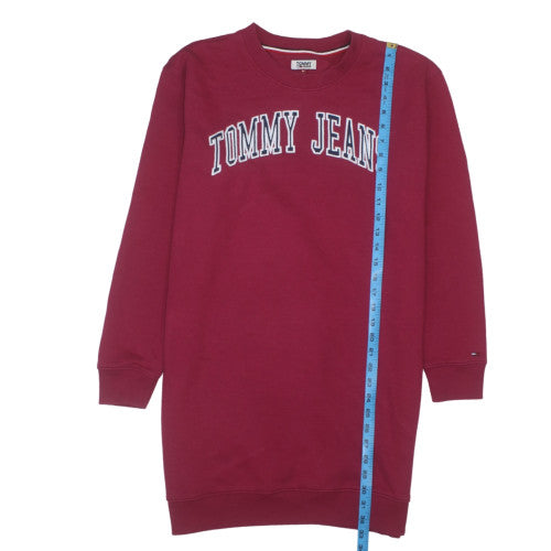 Tommy Jeans Womens Red Pullover Sweatshirt M Logo Cotton Blend