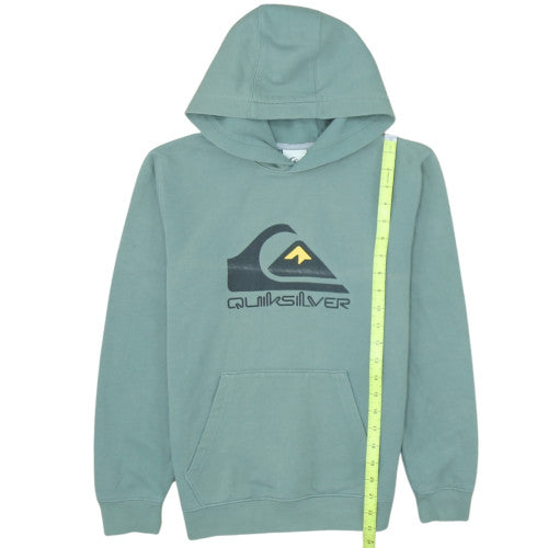 Quiksilver Mens Green Pullover Hoodie Medium Graphic Logo Cotton Blend