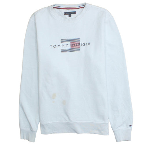 Tommy Hilfiger Mens White L Pullover Sweatshirt Classic Logo