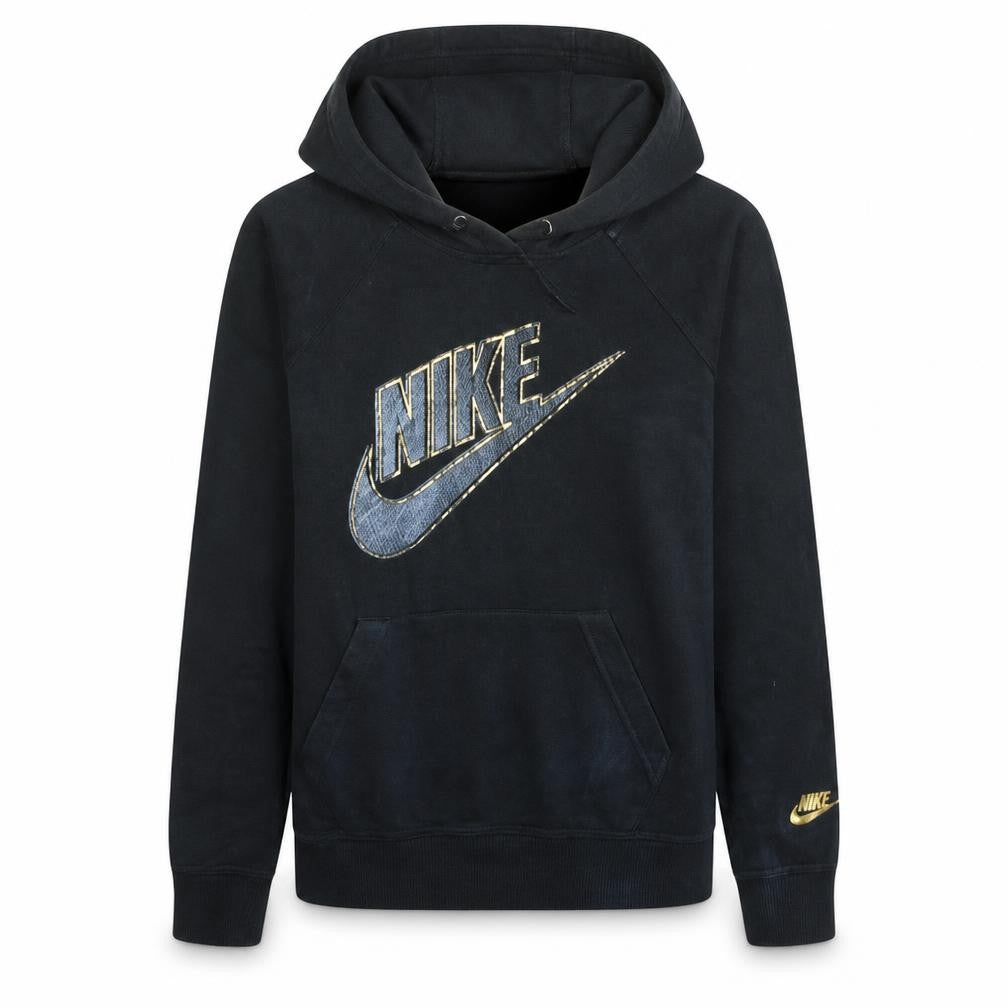 Front view of Nike Women's Black Medium Pullover Hoodie with Logo