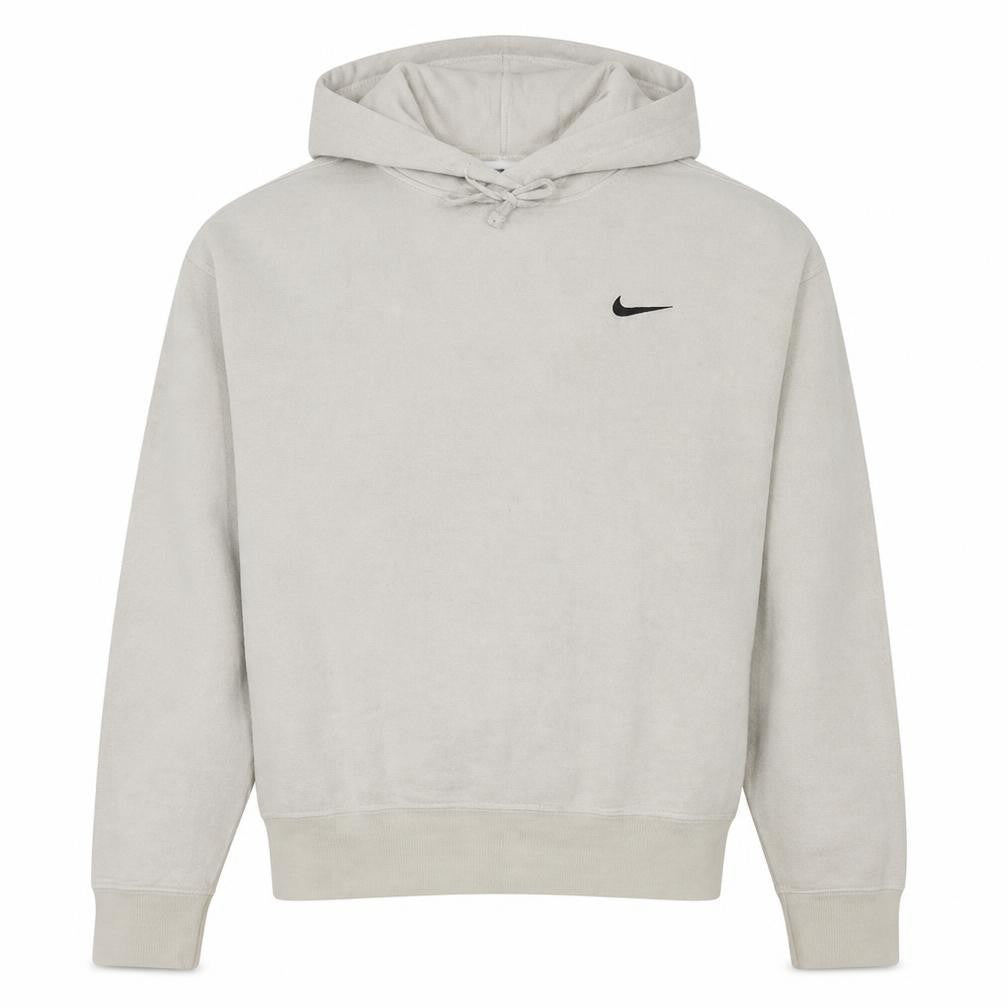 Front view of Nike Men Beige Pullover Hoodie Medium Fleece Regular Fit