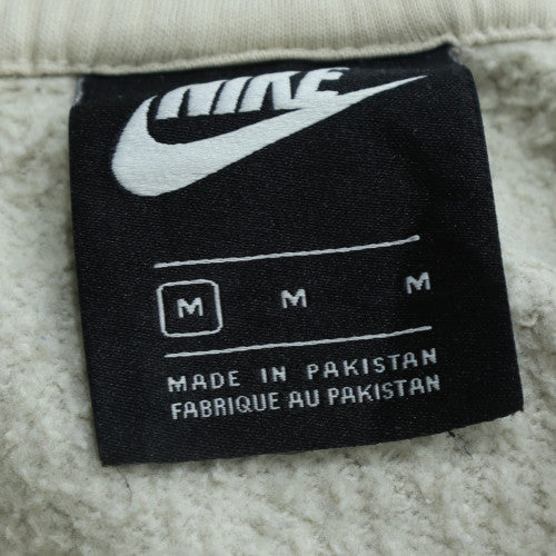 Nike Men Beige Pullover Hoodie Medium Fleece Regular Fit