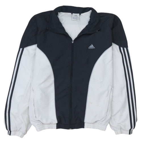 Adidas Mens Black White L Track Jacket Windbreaker Full Zip Activewear