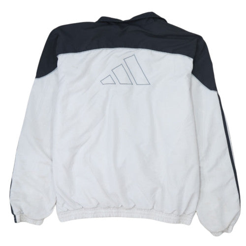 Adidas Mens Black White L Track Jacket Windbreaker Full Zip Activewear