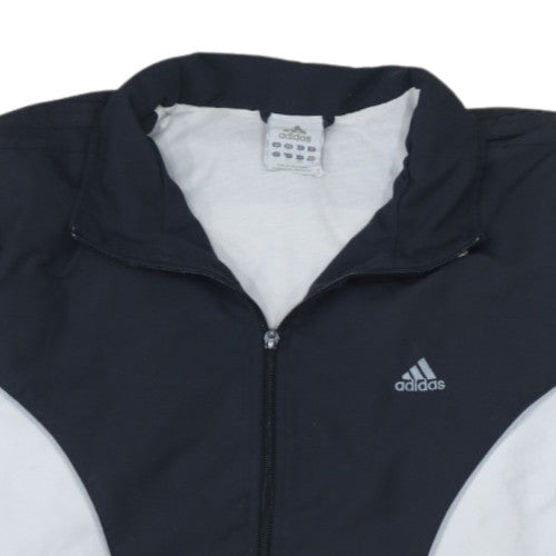 Adidas Mens Black White L Track Jacket Windbreaker Full Zip Activewear