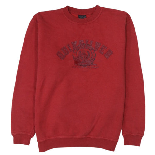 Quiksilver Women Red Pullover Sweatshirt Crew Neck Long Sleeve Casual