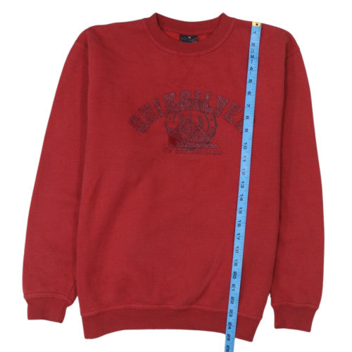 Quiksilver Women Red Pullover Sweatshirt Crew Neck Long Sleeve Casual