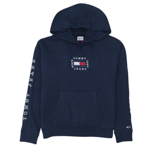 Tommy Jeans Women Navy Blue XL Pullover Hoodie with Logo Print