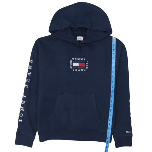Tommy Jeans Women Navy Blue XL Pullover Hoodie with Logo Print