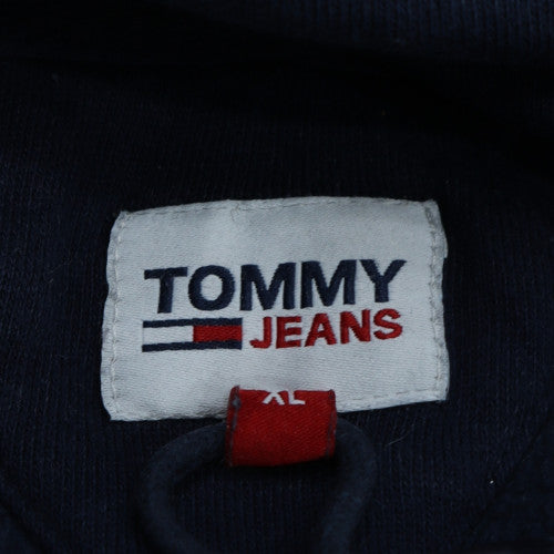 Tommy Jeans Women Navy Blue XL Pullover Hoodie with Logo Print