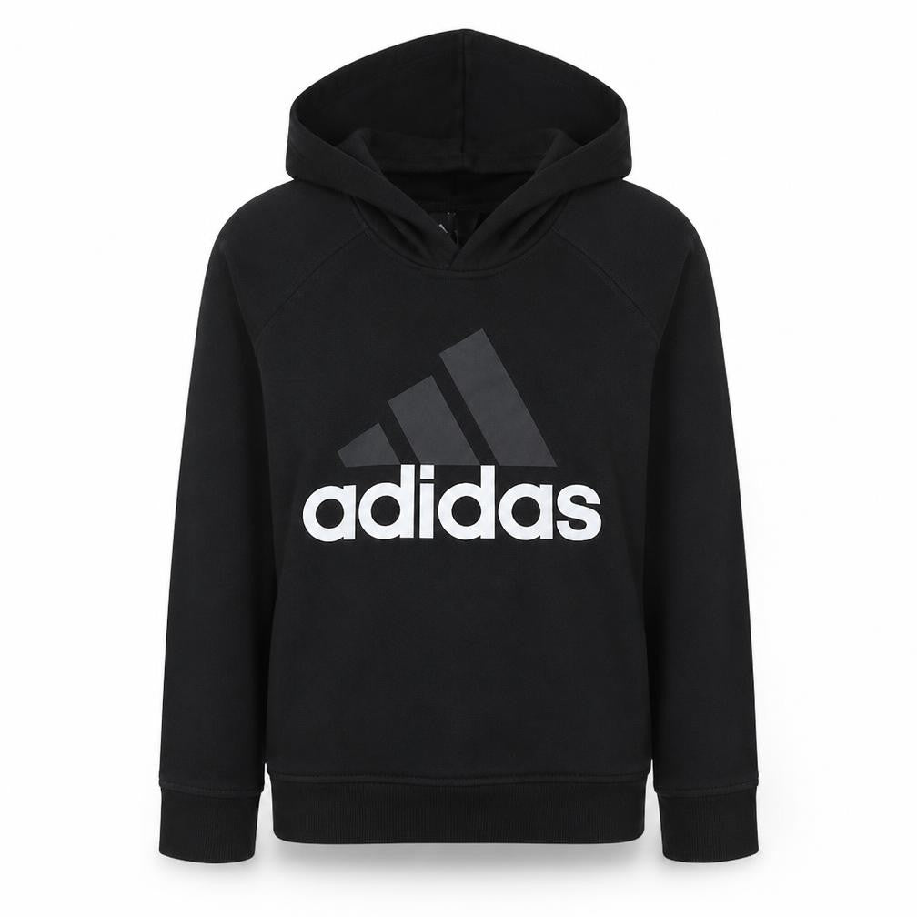 Front view of Adidas Women's Black Pullover Hoodie, size S, Logo Print Casual Sweatshirt