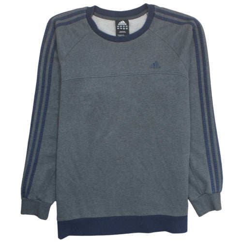 Adidas Mens Grey Pullover Sweatshirt L Logo Crew Neck Sports Top