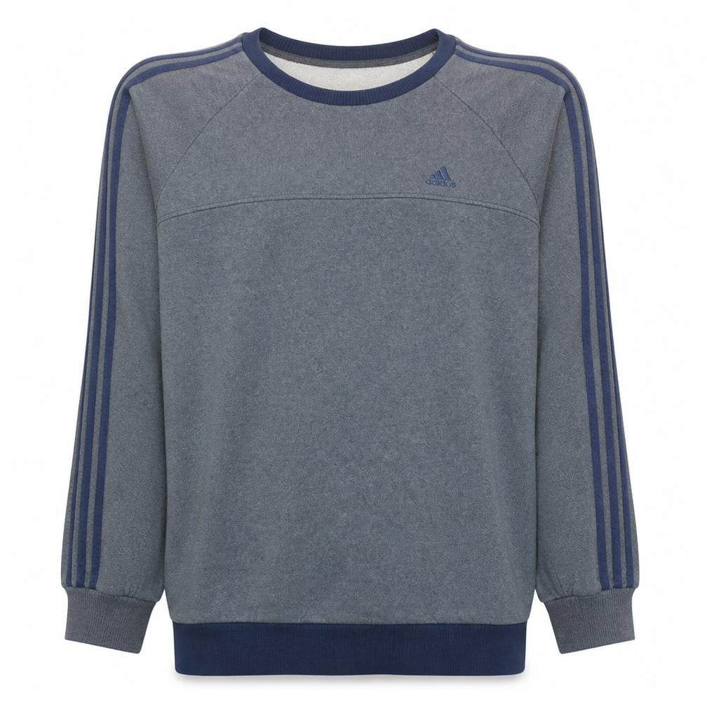 Adidas Mens Grey Pullover Sweatshirt L Logo Crew Neck Sports Top