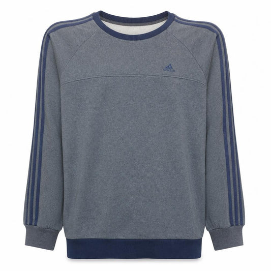 Front view of Adidas men’s grey pullover sweatshirt l logo crew neck sports top
