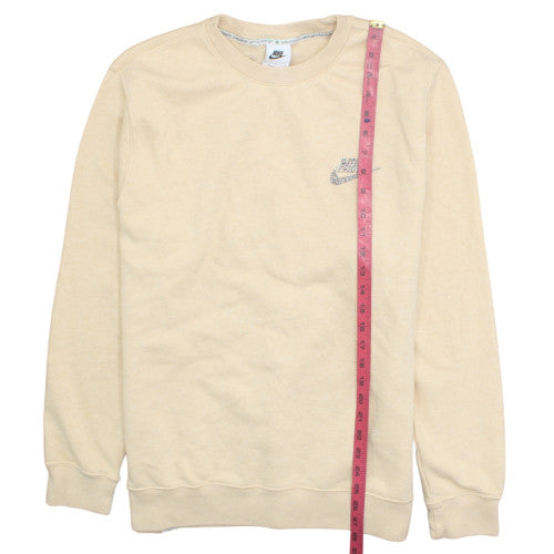 Nike Womens Beige Logo Crew Neck Pullover Sweatshirt Size L