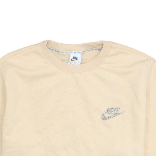 Nike Womens Beige Logo Crew Neck Pullover Sweatshirt Size L