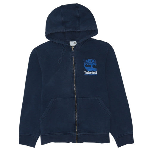 Timberland Men's Blue Full Zip Hoodie Size M Fleece Logo Sweatshirt