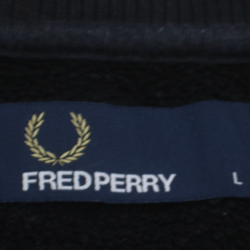 Fred Perry Men's Black Logo Crew Neck Sweatshirt Size L