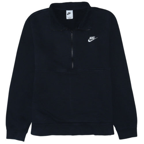 Nike Women's Black 1/2 Zip Sweatshirt Size M Cotton Fleece Pullover