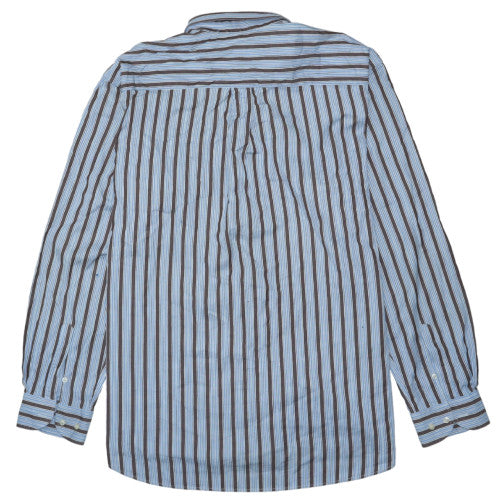 Lacoste Men Blue Brown Striped Cotton Button-Up Shirt Size 46