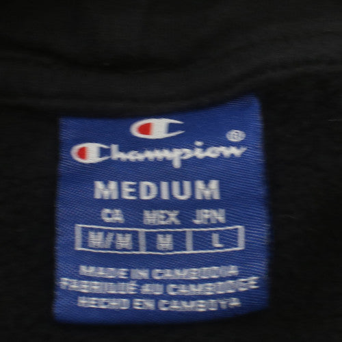 Champion Men's Black Pullover Hoodie Medium Logo Fleece Sweatshirt