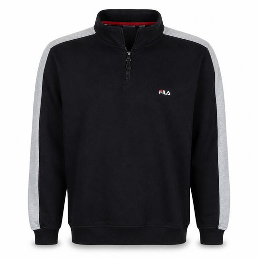 Front view of Fila Men’s Black XL 1/4 Zip Fleece Sweatshirt Regular Fit