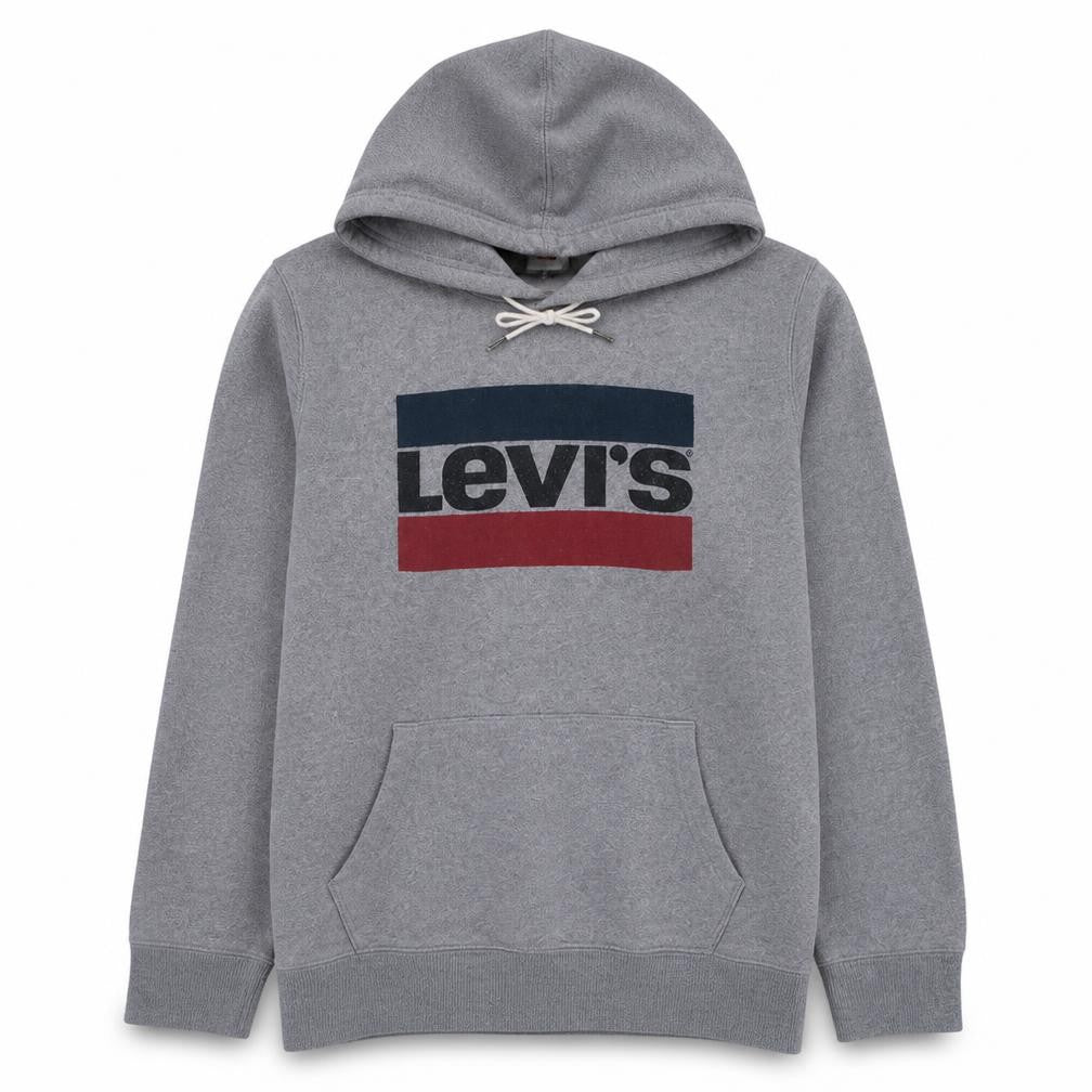 Front view of Levi's Men's Grey Pullover Hoodie L Regular Fit Fleece