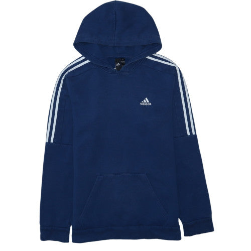 Adidas Mens Blue Pullover Hoodie Classic Fit Long Sleeve