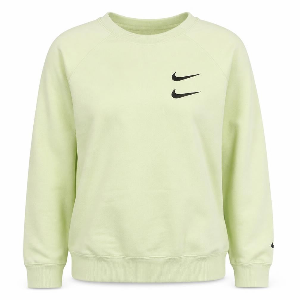 Nike Women Green Logo Crew Neck Long Sleeve Sweatshirt L