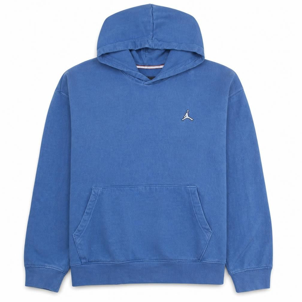 Front view of Jordan Men's Blue XL Pullover Hoodie with Logo - Classic Style