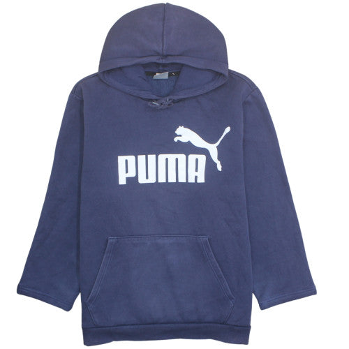 Puma Men's Blue XL Pullover Fleece Hoodie with Logo