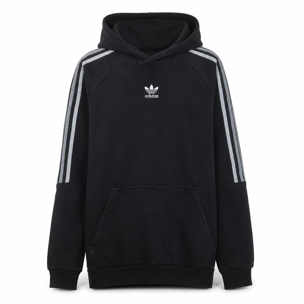 Front view of Adidas Men's Black Pullover Hoodie M Regular Fit Sports Style