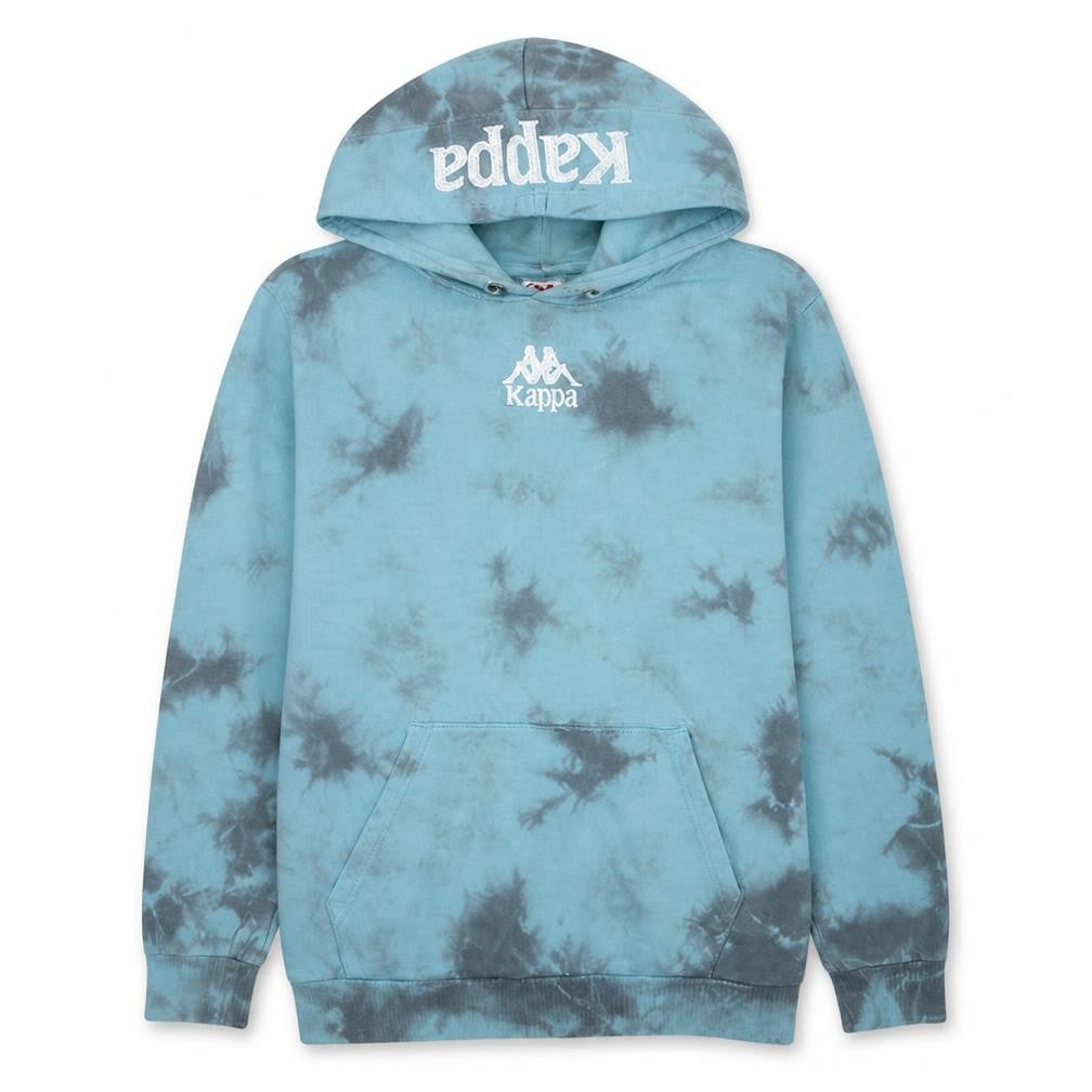 Front view of Kappa Men's Blue Tie Dye Pullover Hoodie, size M
