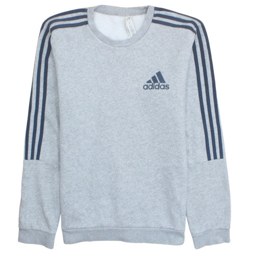 Adidas Mens Grey Crew Neck Pullover Fleece Sweatshirt M