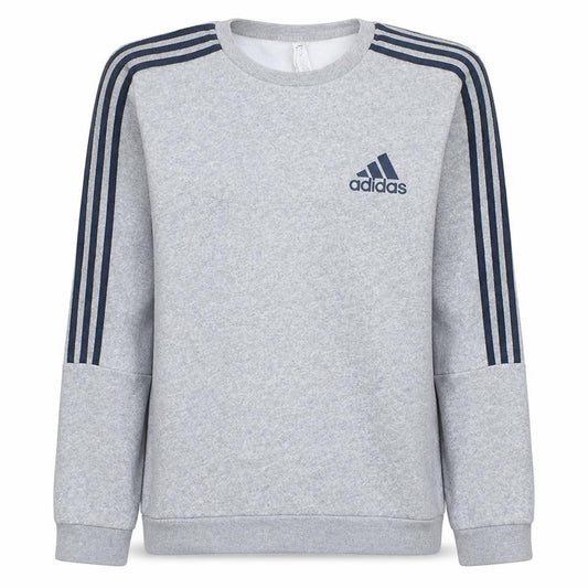 Front view of Adidas men’s grey crew neck pullover fleece sweatshirt m