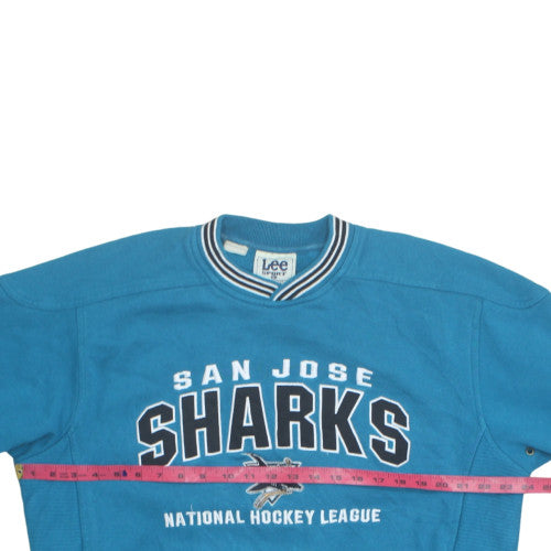 Lee Sport Men Blue San Jose Sharks Fleece Pullover Sweatshirt L