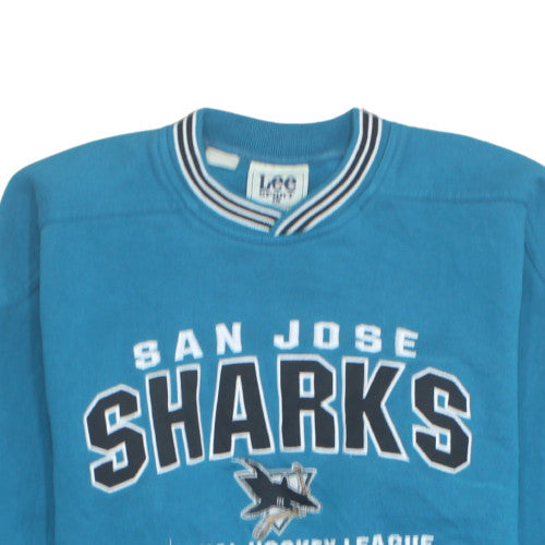 Lee Sport Men Blue San Jose Sharks Fleece Pullover Sweatshirt L