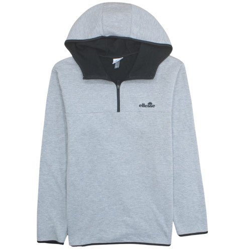 Ellesse Men’s Grey L 1/4 Zip Pullover Hoodie Fleece Sweatshirt